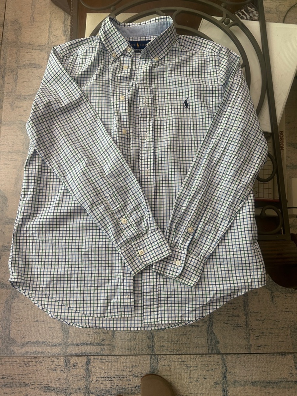 Ralph Lauren Blue & White Grid Button-Down Shirt